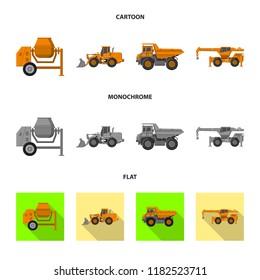 Vector illustration of build and construction icon. Collection of build and machinery stock vector illustration.