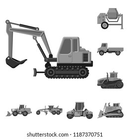 Vector illustration of build and construction icon. Collection of build and machinery stock vector illustration.