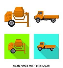 Vector illustration of build and construction icon. Set of build and machinery stock vector illustration.