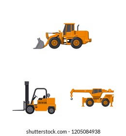 Vector illustration of build and construction icon. Set of build and machinery vector icon for stock.