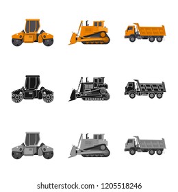 Vector illustration of build and construction icon. Collection of build and machinery stock vector illustration.