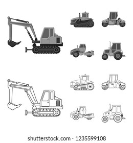 Vector illustration of build and construction icon. Collection of build and machinery stock symbol for web.