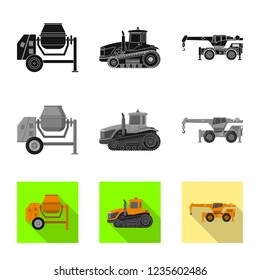 Vector illustration of build and construction icon. Set of build and machinery vector icon for stock.