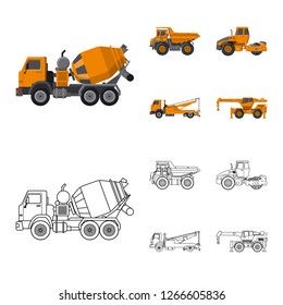 Vector illustration of build and construction icon. Set of build and machinery vector icon for stock.