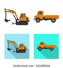 Vector illustration of build and construction icon. Set of build and machinery stock vector illustration.