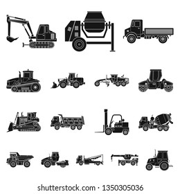 Vector illustration of build and construction icon. Collection of build and machinery vector icon for stock.