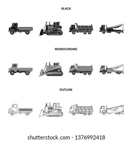 Vector illustration of build and construction icon. Collection of build and machinery stock vector illustration.