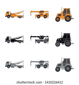 Vector illustration of build and construction icon. Collection of build and machinery stock symbol for web.