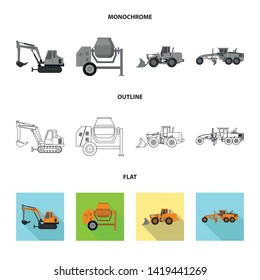 Vector illustration of build and construction icon. Collection of build and machinery vector icon for stock.