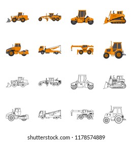 Vector illustration of build and construction logo. Collection of build and machinery stock vector illustration.