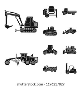 Vector illustration of build and construction logo. Collection of build and machinery stock symbol for web.