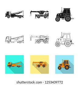 Vector illustration of build and construction logo. Collection of build and machinery vector icon for stock.