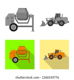 Vector illustration of build and construction logo. Collection of build and machinery stock symbol for web.