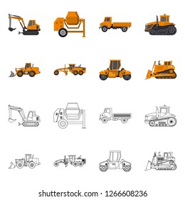 Vector illustration of build and construction logo. Collection of build and machinery stock vector illustration.