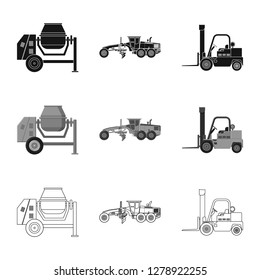 Vector illustration of build and construction logo. Set of build and machinery vector icon for stock.