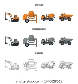 Vector illustration of build and construction logo. Collection of build and machinery stock vector illustration.