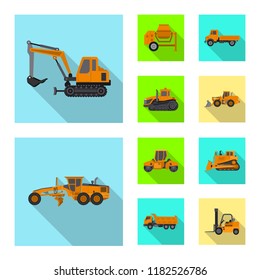 Vector illustration of build and construction sign. Set of build and machinery stock vector illustration.