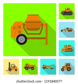 Vector illustration of build and construction sign. Collection of build and machinery vector icon for stock.