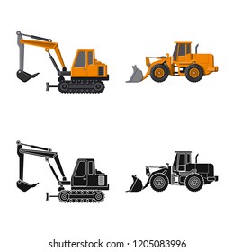 Vector illustration of build and construction sign. Collection of build and machinery stock vector illustration.
