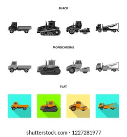 Vector illustration of build and construction sign. Set of build and machinery stock vector illustration.