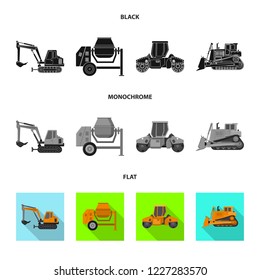 Vector illustration of build and construction sign. Set of build and machinery stock symbol for web.