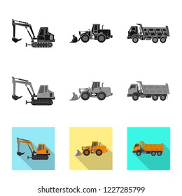 Vector illustration of build and construction sign. Collection of build and machinery stock vector illustration.