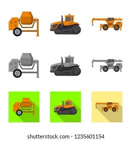 Vector illustration of build and construction sign. Set of build and machinery vector icon for stock.