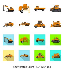 Vector illustration of build and construction sign. Set of build and machinery vector icon for stock.