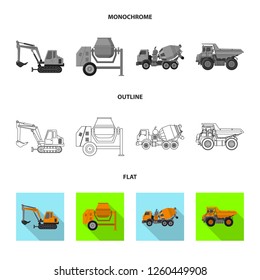 Vector illustration of build and construction sign. Set of build and machinery vector icon for stock.