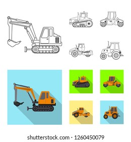 Vector illustration of build and construction sign. Set of build and machinery stock vector illustration.