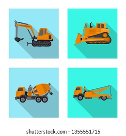 Vector illustration of build and construction sign. Collection of build and machinery stock vector illustration.