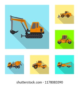 Vector illustration of build and construction symbol. Collection of build and machinery stock symbol for web.