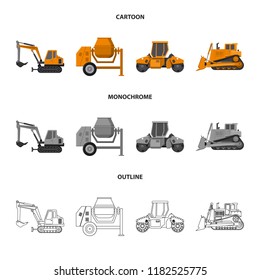 Vector illustration of build and construction symbol. Collection of build and machinery vector icon for stock.