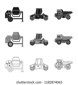 Vector illustration of build and construction symbol. Collection of build and machinery vector icon for stock.