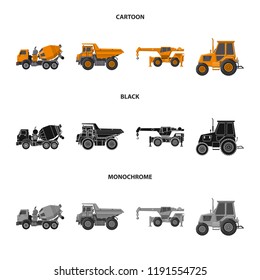 Vector illustration of build and construction symbol. Set of build and machinery stock symbol for web.