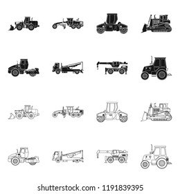 Vector illustration of build and construction symbol. Collection of build and machinery vector icon for stock.