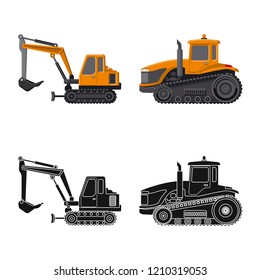 Vector illustration of build and construction symbol. Collection of build and machinery vector icon for stock.