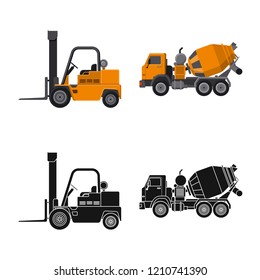 Vector illustration of build and construction symbol. Collection of build and machinery stock symbol for web.