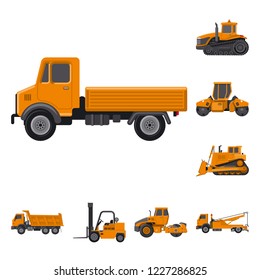 Vector illustration of build and construction symbol. Collection of build and machinery stock symbol for web.