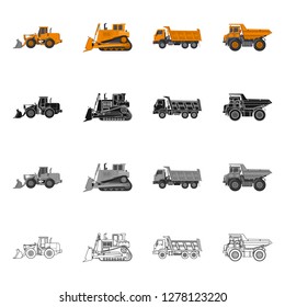 Vector illustration of build and construction symbol. Collection of build and machinery stock symbol for web.