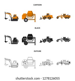Vector illustration of build and construction symbol. Collection of build and machinery stock symbol for web.