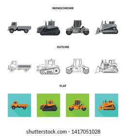 Vector illustration of build and construction symbol. Set of build and machinery vector icon for stock.