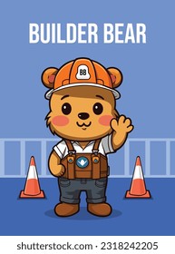 Ilustración vectorial, Oso Constructor, Clipart Animal