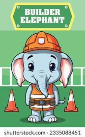 Vector Illustration, Builder Elephant, Animal Clipart