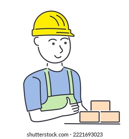 Vector illustration of a builder for repair, installation, maintenance and construction work.
