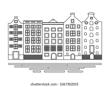 Vector Illustration of building Amsterdam. Line town