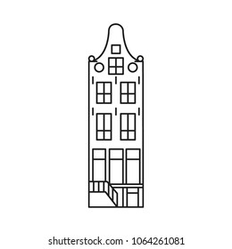 Vector illustration of building Amsterdam outline for design, website, background, banner. Travel Holland Landmark linear Element Template for Tourism and travel