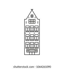 Vector illustration of building Amsterdam outline for design, website, background, banner. Travel Holland Landmark linear Element Template for Tourism and travel