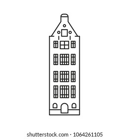 Vector illustration of building Amsterdam outline for design, website, background, banner. Travel Holland Landmark linear Element Template for Tourism and travel