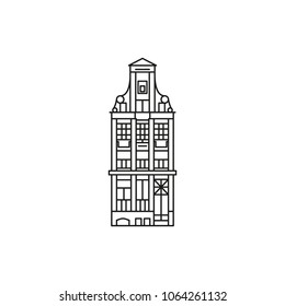 Vector illustration of building Amsterdam outline for design, website, background, banner. Travel Holland Landmark linear Element Template for Tourism and travel